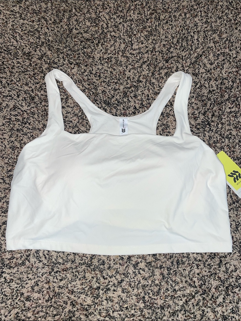 all in motion Racerback Crop Sports Bra Tank Plus Size XXL Cream NWT